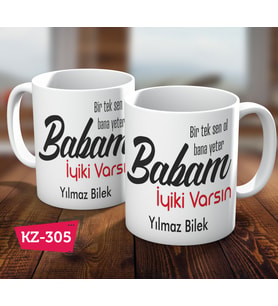 Bir Tek Sen Ol Bana Yeter Babam İyiki Varsın İsimli Kişiye Özel  Babalar Günü İçin Hediye Kupa Bardak
