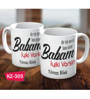 Bir Tek Sen Ol Bana Yeter Babam İyiki Varsın İsimli Kişiye Özel  Babalar Günü İçin Hediye Kupa Bardak