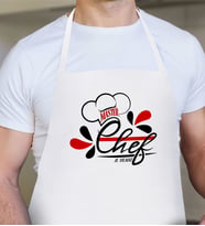 BK Gift Kişiye Özel Chef Erkek Beyaz Mutfak Önlüğü  4