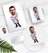 BK Gift Kişiye Özel Bay Chef Karikatürlü Defter Kalem Kupa Mouse Pad Seti-3 (Model 1)