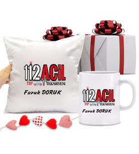 112 Acil Tıp Teknisyeni Bardağı ve Yastığı Hediye Seti (Model 1)