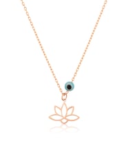 Papatya Silver Rose Altın Kaplama Nazar Boncuklu Lotus Çiçeği Gümüş Kolye