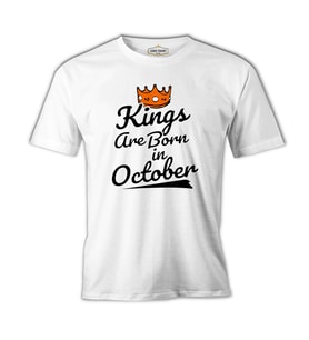 Kings Born on October - Crown Beyaz Erkek Tshirt