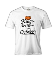 Kings Born on October - Crown Beyaz Erkek Tshirt