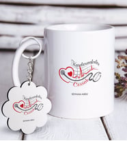 BK Gift Kişiye Özel Mesleki Kardiovaskuler Cerrah Beyaz Kupa ve Anahtarlık Hediye Seti-1 (Model 1)