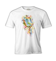 Mikrofon - Notalar Beyaz Erkek Tshirt