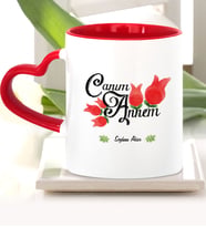 BK Gift Kişiye Özel Canım Annem Kırmızı Kalpli Kupa Bardak  16