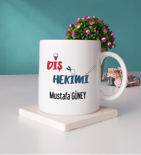 Diş Hekimi Hediye Kupa Bardak ve Taş Bardak Altlığı Hediye Seti