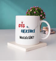 Diş Hekimi Hediye Kupa Bardak ve Taş Bardak Altlığı Hediye Seti