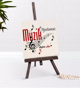 BK Gift Kişiye Özel Müzik Öğretmeni Şovaleli Doğal Taş (Beyaz)