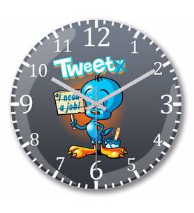Tweety Tweet  Duvar Saati Bombeli Gercek Cam