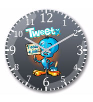 Tweety Tweet  Duvar Saati Bombeli Gercek Cam