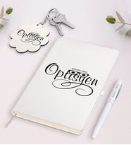 BK Gift Kişiye Özel Optisyen Beyaz Defter Kalem ve Anahtarlık Hediye Seti-2 (Model 1)