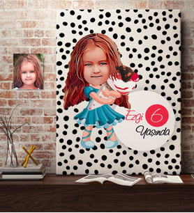 BK Gift Kişiye Özel Kız Çocuk Yaş Karikatürlü Kanvas Tablo 50x70cm-15