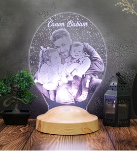 Babaya Fotoğraflı Kişiye Özel Hediye, Babalar Günü Oval Led Lamba, Baba, Kayınpeder Hediyesi, Doğum Günü Hediyesi, Sevgiliye Özel Ürünler