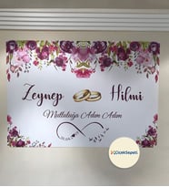 100x70cm Söz, Nişan, Kına Gecesi, Düğün İçin Kişiye Özel Branda Afiş Arka Fon