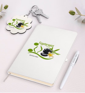 BK Gift Kişiye Özel Fizyoterapist Beyaz Defter Kalem Ve Anahtarlık Hediye Seti (Model 1)