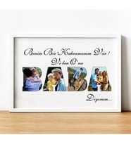 Benim Bir Kahramanım Var Kişiye Özel Baba Tasarım Ahşap Çerçeve Babalar İçin 13x18  21x30 30x40 Cm (Beyaz)