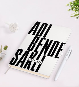 BK Gift Kişiye Özel İsimli Adı Bende Saklı Tasarımlı Beyaz Defter Kalem Seti-1