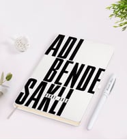BK Gift Kişiye Özel İsimli Adı Bende Saklı Tasarımlı Beyaz Defter Kalem Seti-1