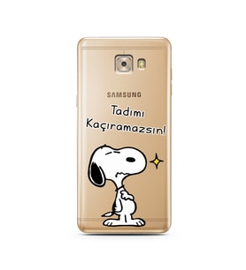 Snoopy Tasarımlı Süper Şeffaf Silikon Telefon Kılıfı Samsung C7 Pro 