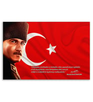 ''Güner Ofis'' Atatürk Tablosu Deri Üzerine Kanvas Tablo 80x130