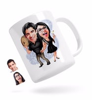 BK Gift Kişiye Özel Sevgililer Karikatürlü Beyaz Kupa Bardak-18