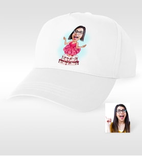 BK Gift Kişiye Özel Bayan Doğum Günü Karikatür Beyaz Şapka  3