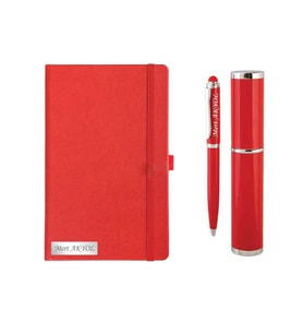 Kişiye Özel Kırmızı Defter Kalem Seti