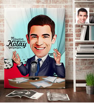BK Gift Kişiye Özel Bay Spiker Sunucu Karikatür Kanvas Tablo 70x100cm 1