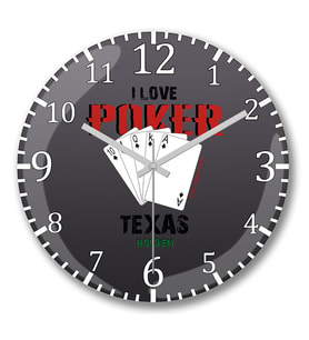 I Love Poker 2 Duvar Saati Bombeli Gercek Cam