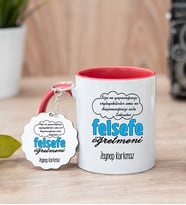 Felsefe Öğretmeni Kırmızı Kupa Bardak Ve Anahtarlık Set