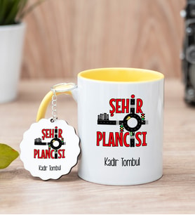 Şehir Plancısı Sarı Kupa Bardak Ve Anahtarlık Set