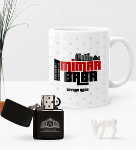 BK Gift Kişiye Özel Mimar Baba Benzinli Çakmak ve Kupa Seti-1 (Model 1)