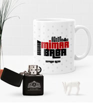 BK Gift Kişiye Özel Mimar Baba Benzinli Çakmak ve Kupa Seti-1 (Model 1)