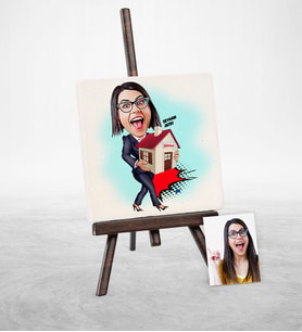 BK Gift Kişiye Özel Bayan Gayrimenkul Danışmanı Karikatür Şovaleli Doğal Taş  2