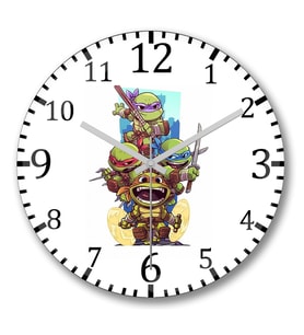 Ninja Turtles Ninja Kaplubağalar Duvar Saati Bombeli Gercek Cam