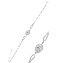 Söğütlü Silver Gümüş rodyumlu oval zirkon baget taşlı bileklik.