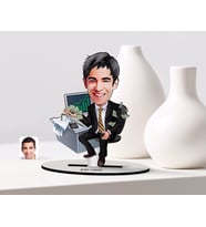 BK Gift Kişiye Özel Erkek Bankacı Karikatürlü Ahşap Biblo Model-3 (Beyaz)