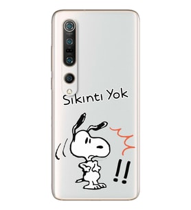 Snoopy Tasarımlı Süper Şeffaf Silikon Telefon Kılıfı Xiomai Mi10- Mi 10 Pro