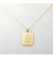 Kişiye Özel Altın Kaplama Plaka Harf Gümüş Kolye (Gold)