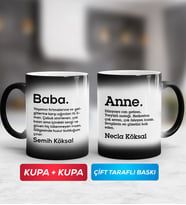 İkili Kişiye Özel Baba ve Anne Sihirli Kupa Bardak