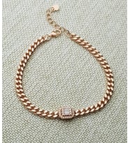 Baget Taşlı İtalyan Gümüş Bileklik (Rose)