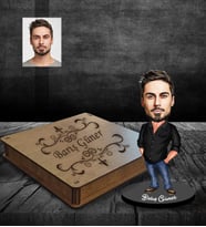 Kişiye Özel Erkek Karikatürlü Ahşap Biblo Kutulu Model-2