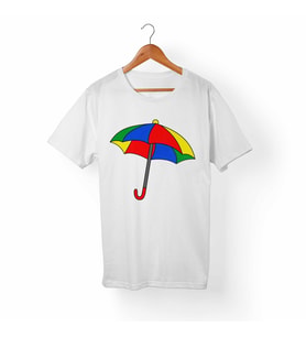 Umbrella Şemsiye Baskılı Beyaz Tişört