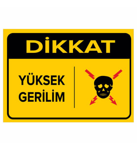 MIGNATIS - Dikkat Yüksek Gerilim Levhası - Sac Malzeme 25x35cm