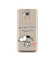 Snoopy Tasarımlı Süper Şeffaf Silikon Telefon Kılıfı General Mobile GM8