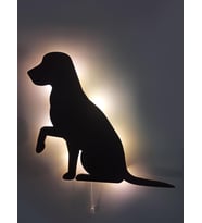 CajuArt Pati Uzatan Köpek Led Işıklı Ahşap Tablo Duvar Dekoru Süs (Siyah)