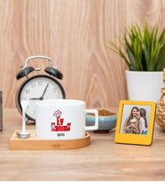 Ev Hanımı Fincan ve Turuncu Mini Fotoğraf Çerçevesi