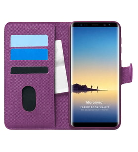 Microsonic Samsung Galaxy Note 8 Kılıf Fabric Book Wallet Mor